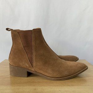 Tan Suede Pointed Ankle Boots